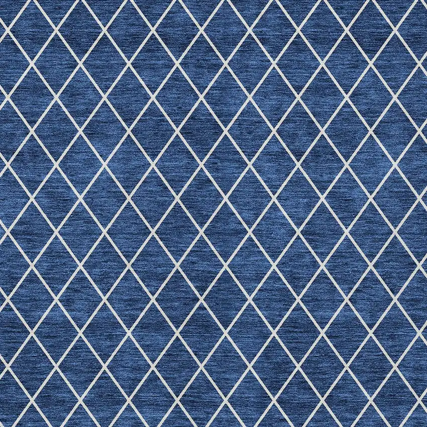 Navy Blue And Ivory Geometric Washable Indoor Outdoor Area Rug Photo 6