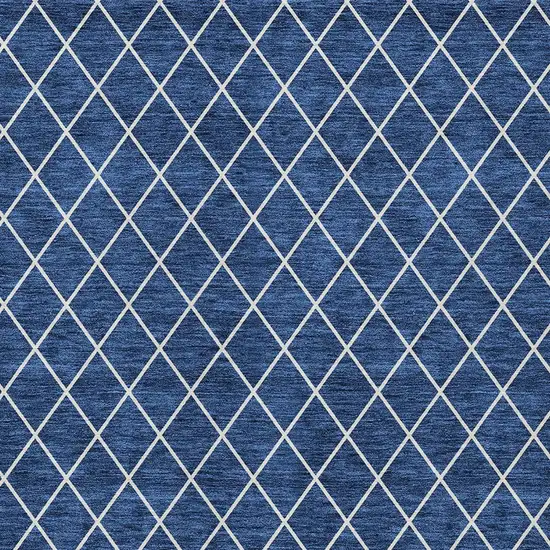 Navy Blue And Ivory Geometric Washable Indoor Outdoor Area Rug Photo 6