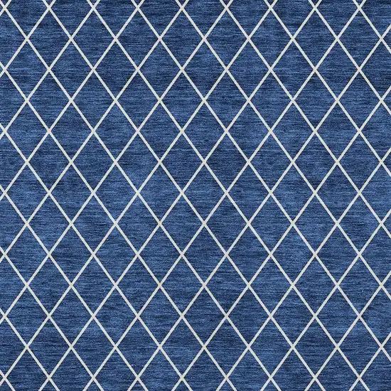 Navy Blue And Ivory Geometric Washable Indoor Outdoor Area Rug Photo 6