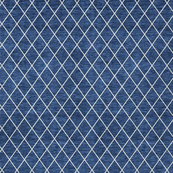 Navy Blue And Ivory Geometric Washable Indoor Outdoor Area Rug Photo 6