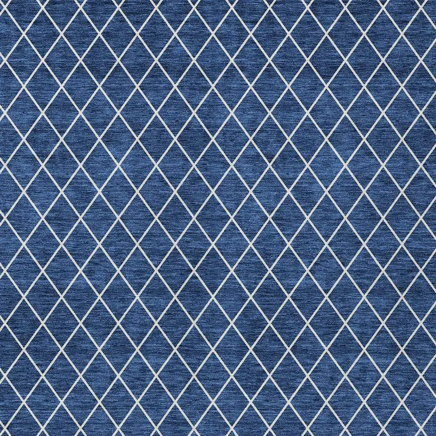 Navy Blue And Ivory Geometric Washable Indoor Outdoor Area Rug Photo 6