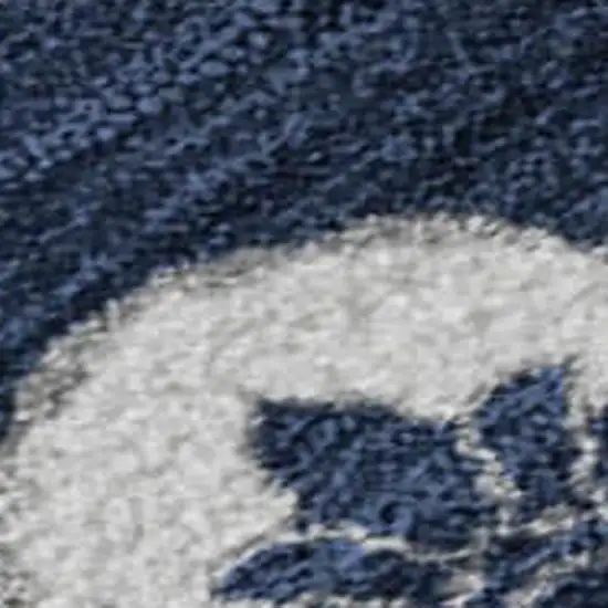 Navy Blue And Ivory Medallion Washable Area Rug With UV Protection Photo 3