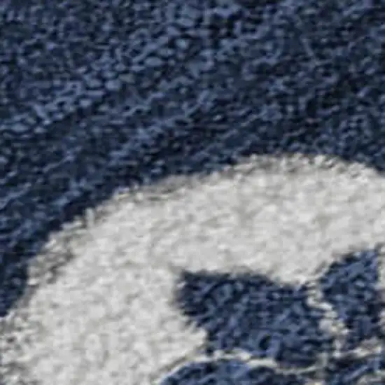 Navy Blue And Ivory Medallion Washable Area Rug With UV Protection Photo 3
