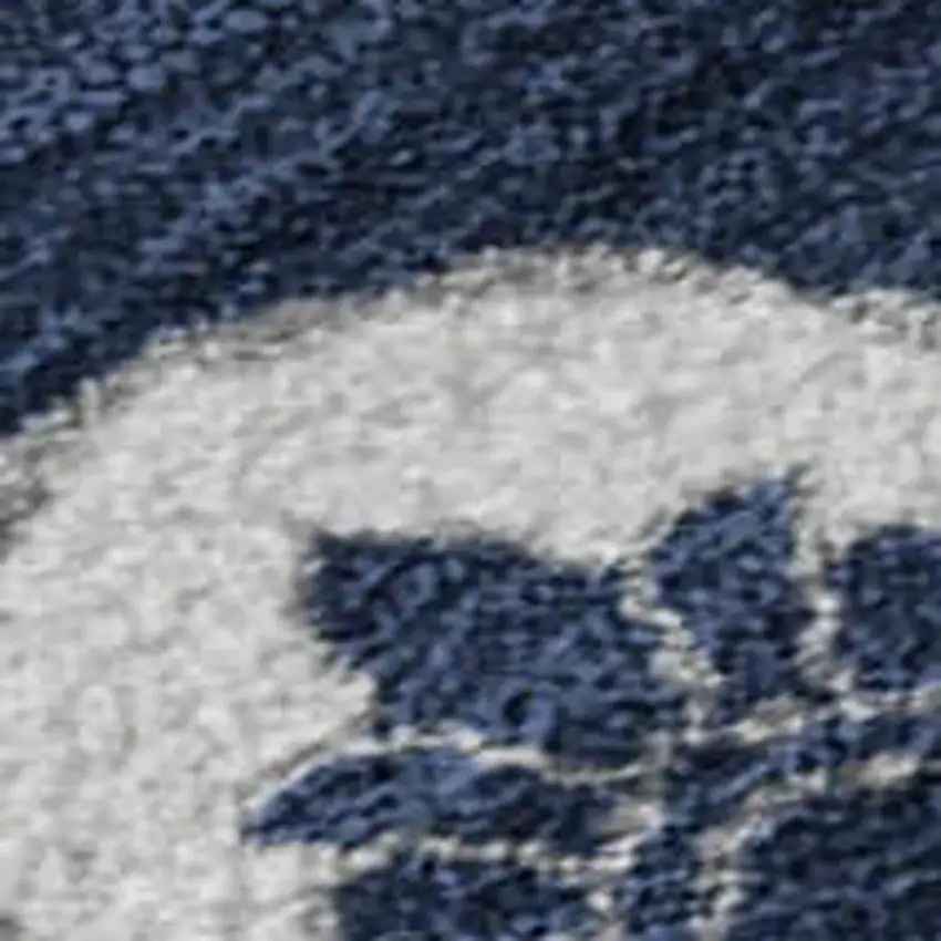 Navy Blue And Ivory Medallion Washable Area Rug With UV Protection Photo 3