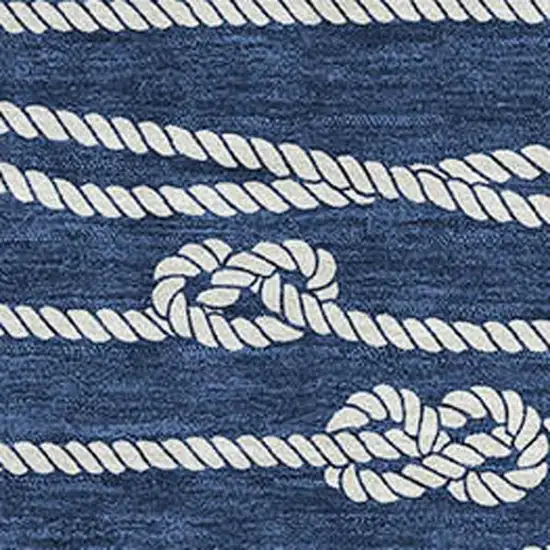 Navy Blue And Ivory Nautical Washable Area Rug With UV Protection Photo 4