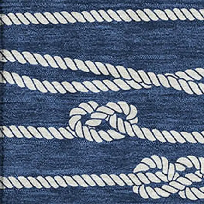 Navy Blue And Ivory Nautical Washable Area Rug With UV Protection Photo 4