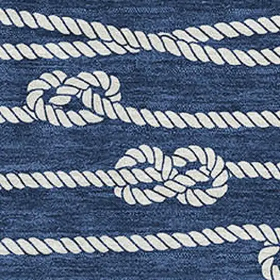 Navy Blue And Ivory Nautical Washable Area Rug With UV Protection Photo 4