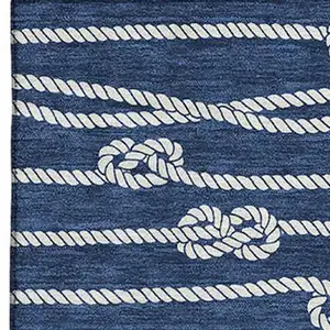 Photo of Navy Blue And Ivory Nautical Washable Area Rug With UV Protection
