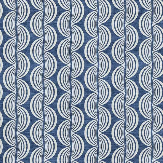 Navy Blue And Ivory Ogee Washable Area Rug With UV Protection Photo 2