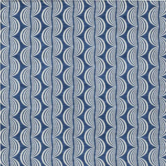 Navy Blue And Ivory Ogee Washable Indoor Outdoor Area Rug Photo 5