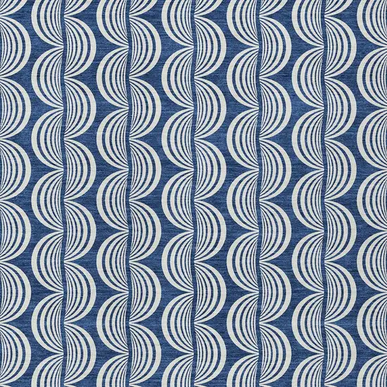 Navy Blue And Ivory Ogee Washable Indoor Outdoor Area Rug Photo 5
