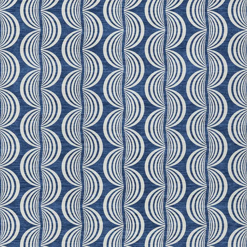 Navy Blue And Ivory Ogee Washable Indoor Outdoor Area Rug Photo 5