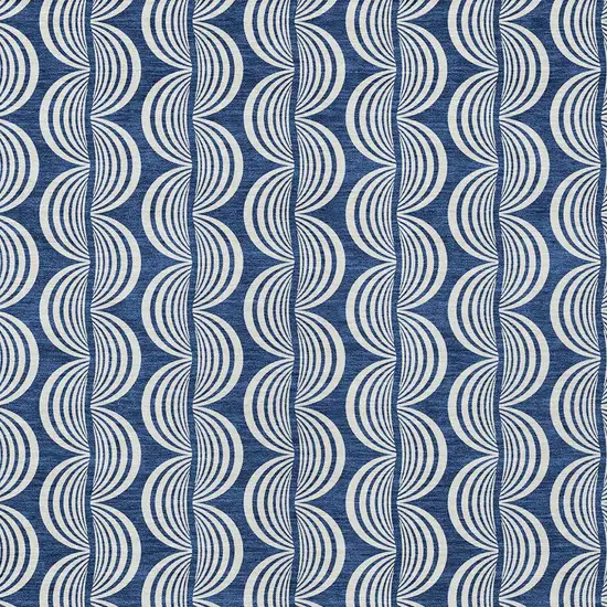 Navy Blue And Ivory Ogee Washable Indoor Outdoor Area Rug Photo 5