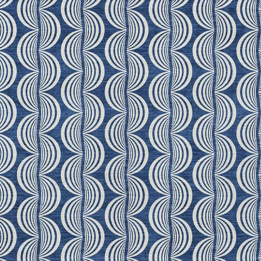 Navy Blue And Ivory Ogee Washable Indoor Outdoor Area Rug Photo 5