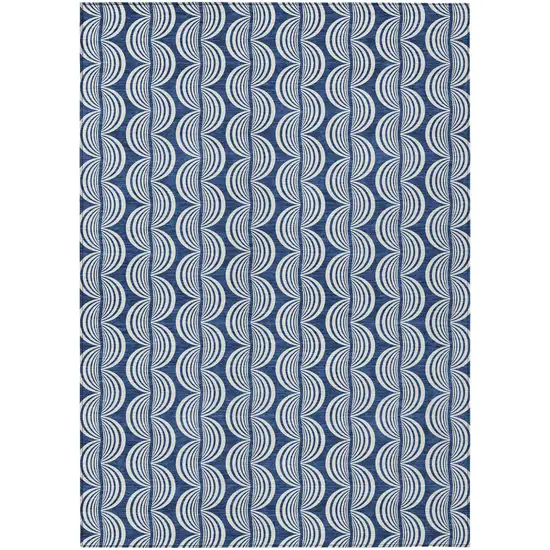 Navy Blue And Ivory Ogee Washable Indoor Outdoor Area Rug Photo 2