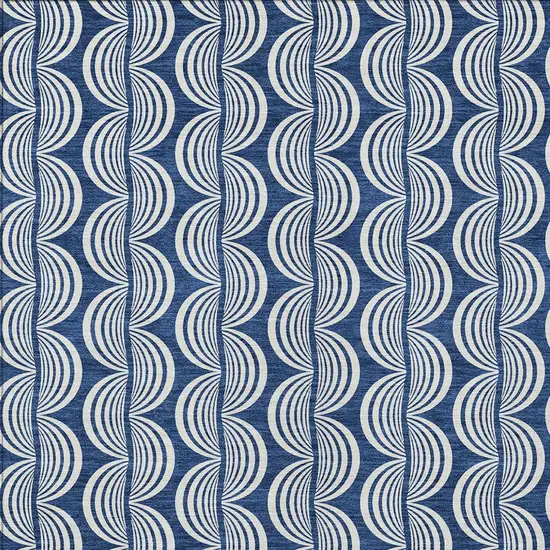 Navy Blue And Ivory Ogee Washable Indoor Outdoor Area Rug Photo 5