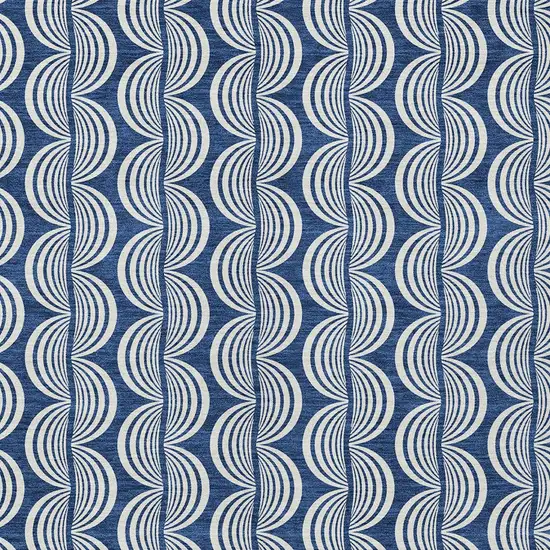Navy Blue And Ivory Ogee Washable Indoor Outdoor Area Rug Photo 5