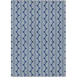 Photo of Navy Blue And Ivory Ogee Washable Indoor Outdoor Area Rug