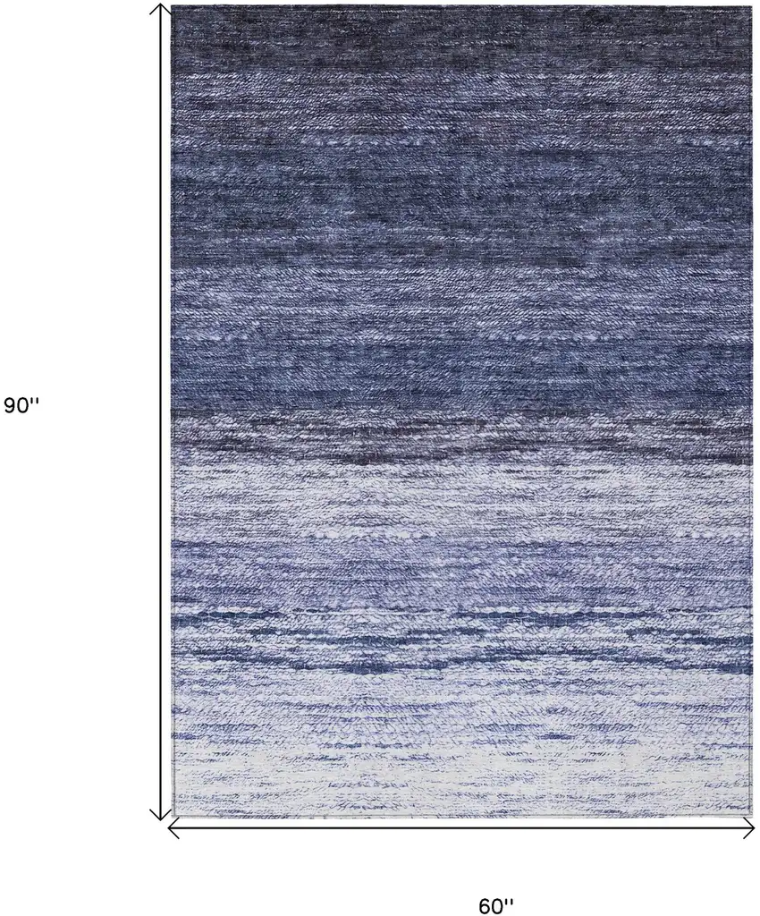Navy Blue And Ivory Ombre Washable Indoor Outdoor Area Rug Photo 3