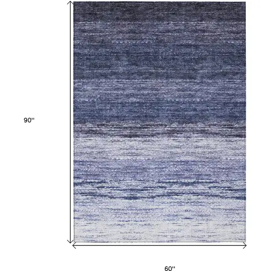 Navy Blue And Ivory Ombre Washable Indoor Outdoor Area Rug Photo 3