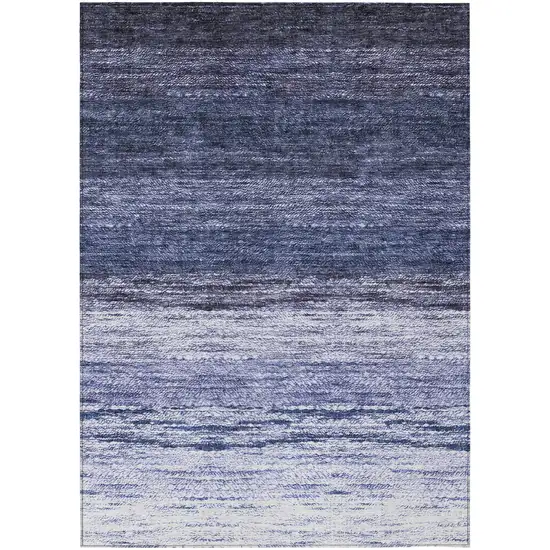Navy Blue And Ivory Ombre Washable Indoor Outdoor Area Rug Photo 2
