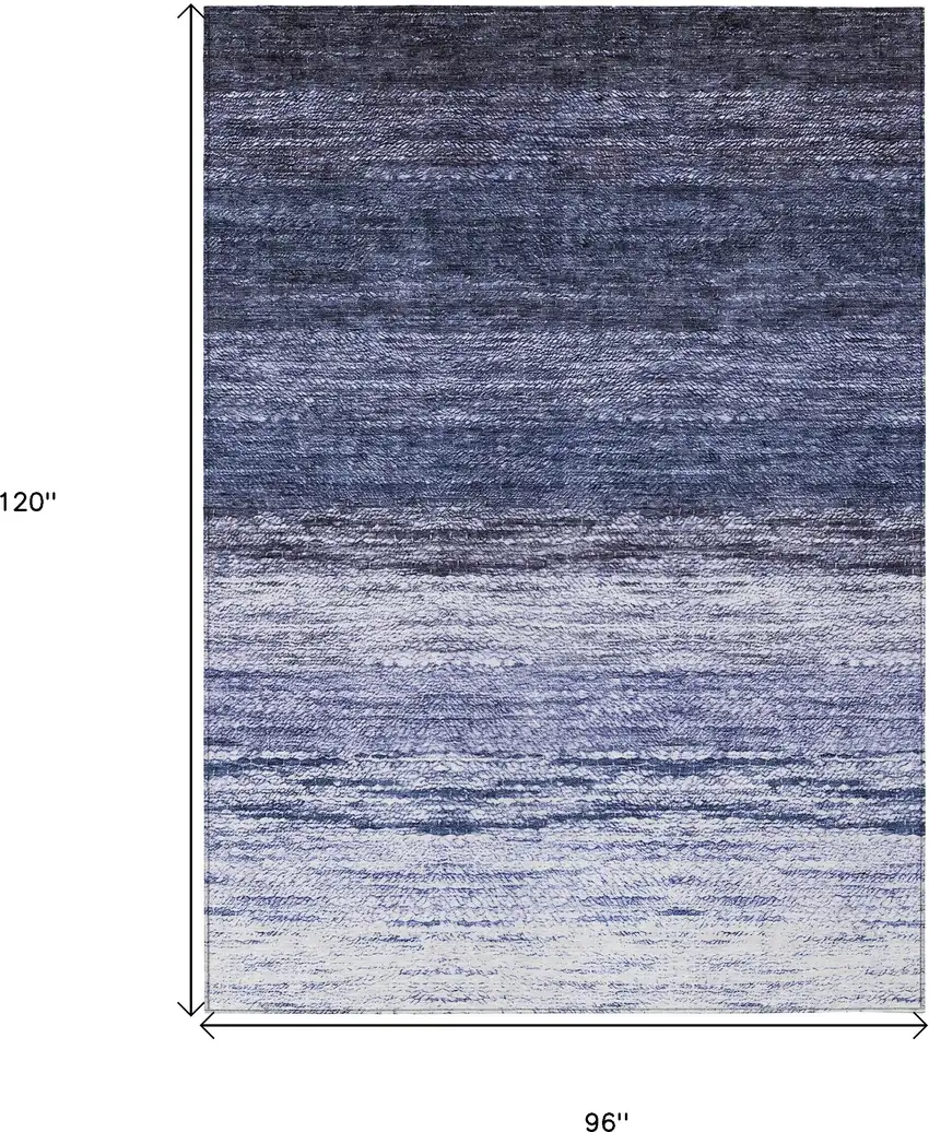 Navy Blue And Ivory Ombre Washable Indoor Outdoor Area Rug Photo 3