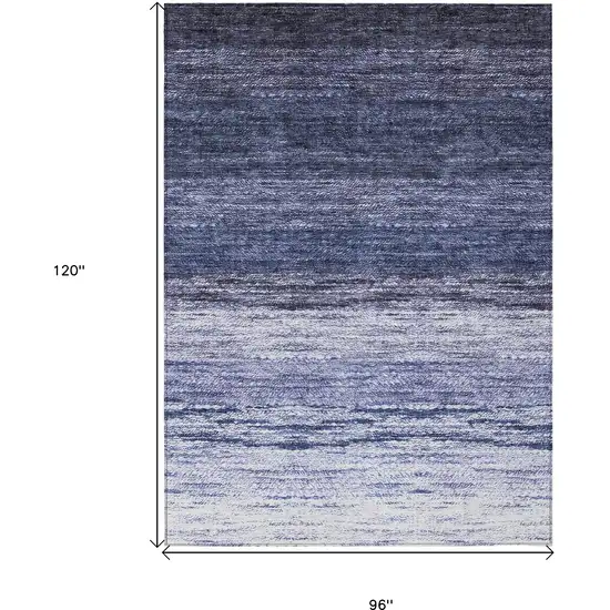 Navy Blue And Ivory Ombre Washable Indoor Outdoor Area Rug Photo 3