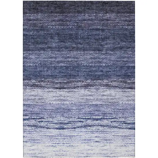 Navy Blue And Ivory Ombre Washable Indoor Outdoor Area Rug Photo 2