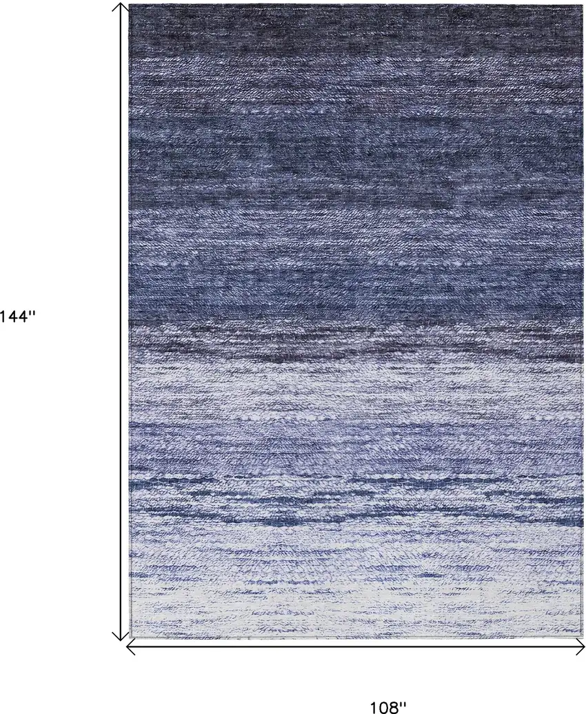 Navy Blue And Ivory Ombre Washable Indoor Outdoor Area Rug Photo 3