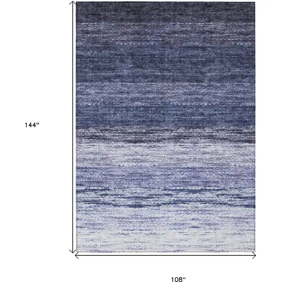 Navy Blue And Ivory Ombre Washable Indoor Outdoor Area Rug Photo 3