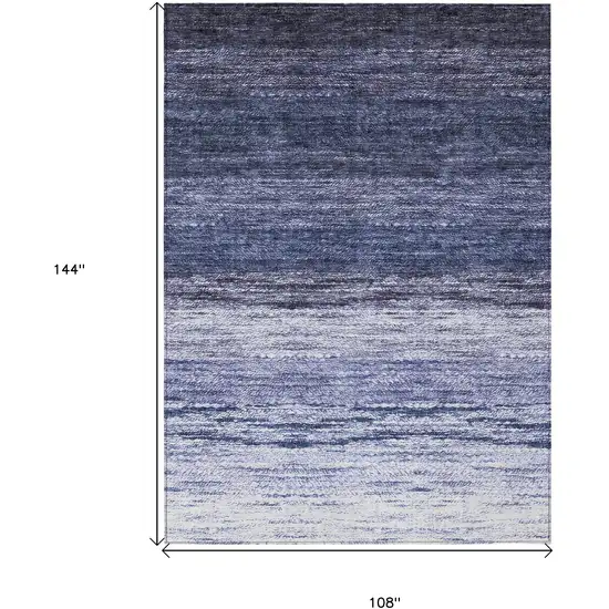 Navy Blue And Ivory Ombre Washable Indoor Outdoor Area Rug Photo 3
