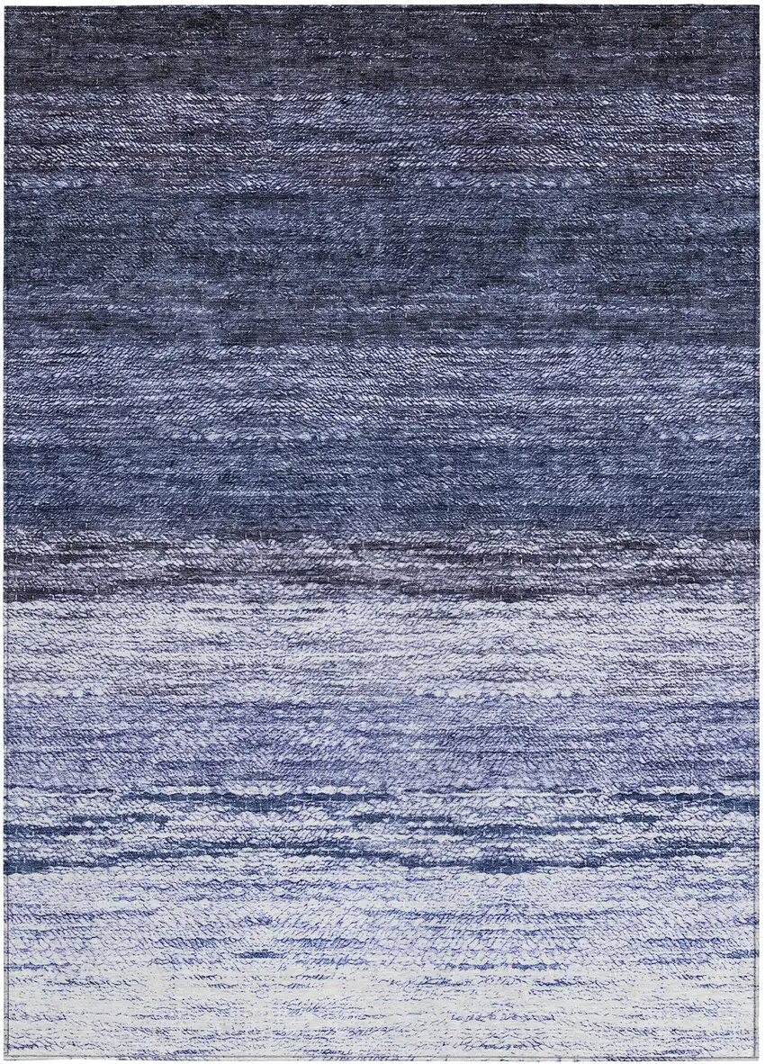 Navy Blue And Ivory Ombre Washable Indoor Outdoor Area Rug Photo 7