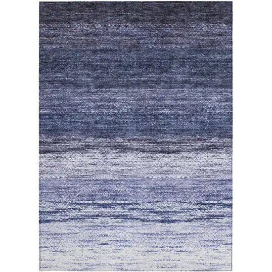 Navy Blue And Ivory Ombre Washable Indoor Outdoor Area Rug Photo 7