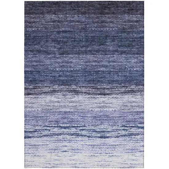 Navy Blue And Ivory Ombre Washable Indoor Outdoor Area Rug Photo 7