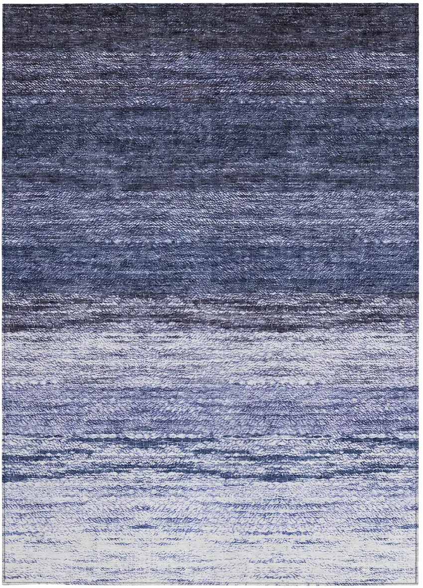 Navy Blue And Ivory Ombre Washable Indoor Outdoor Area Rug Photo 7