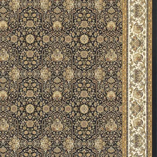 Navy Blue And Ivory Oriental Area Rug With Fringe Photo 4