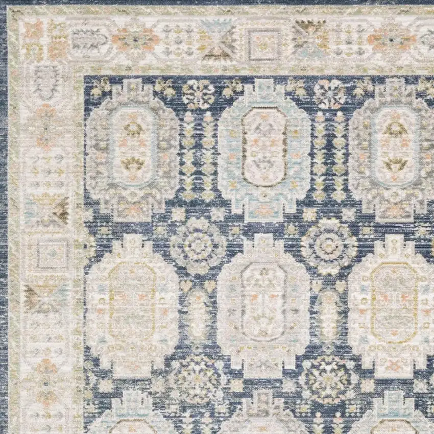 Navy Blue And Ivory Oriental Area Rug Photo 3