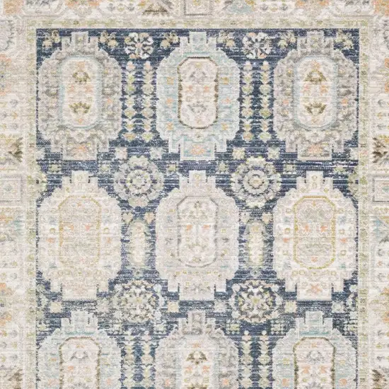Navy Blue And Ivory Oriental Area Rug Photo 3