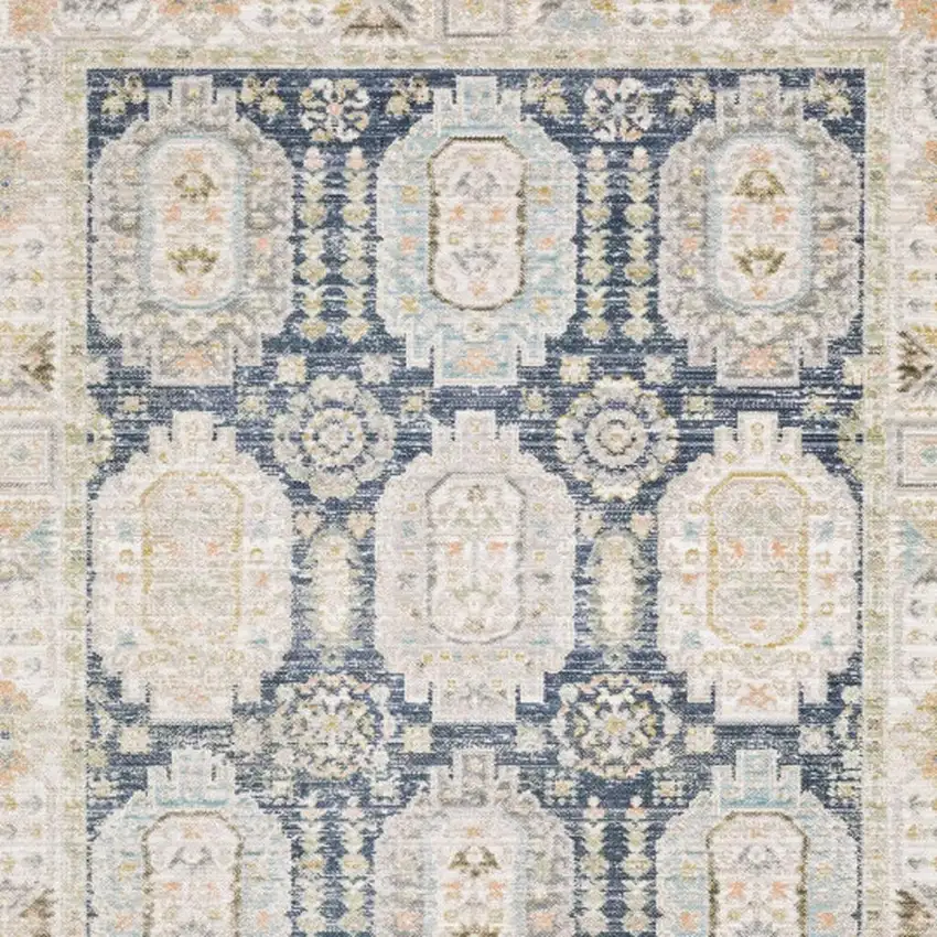 Navy Blue And Ivory Oriental Area Rug Photo 3