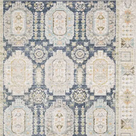 Navy Blue And Ivory Oriental Area Rug Photo 3