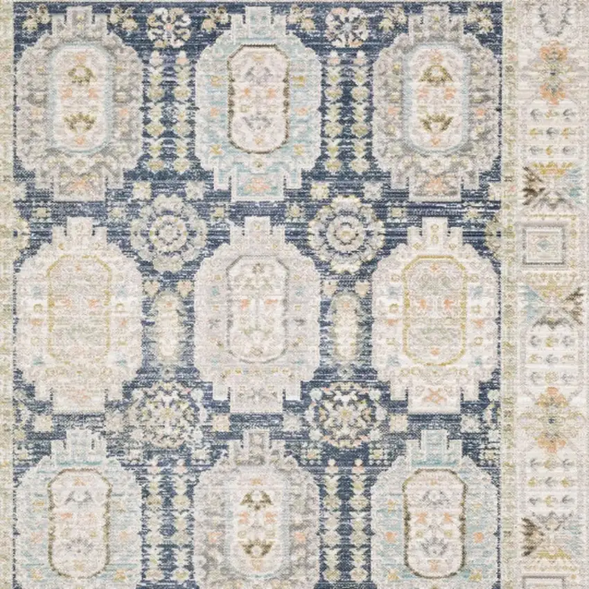 Navy Blue And Ivory Oriental Area Rug Photo 3