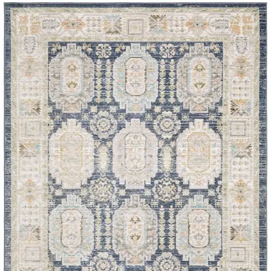Navy Blue And Ivory Oriental Area Rug Photo 4