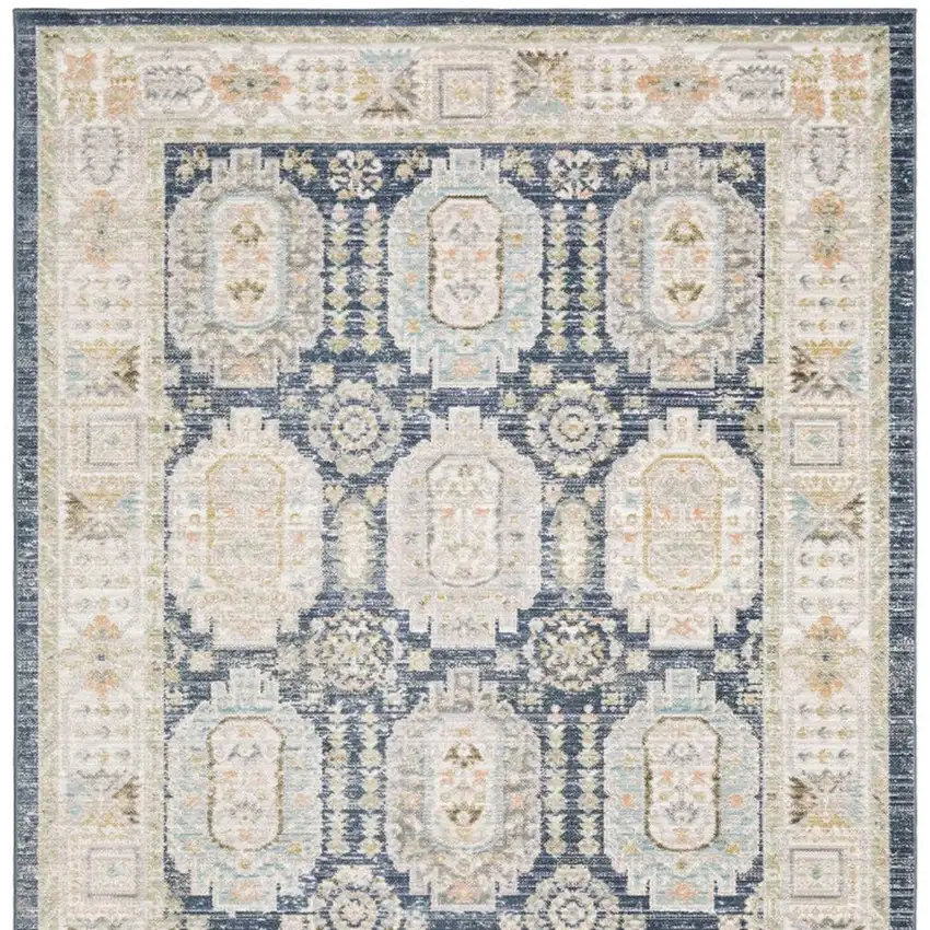 Navy Blue And Ivory Oriental Area Rug Photo 4