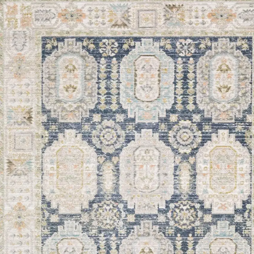 Navy Blue And Ivory Oriental Area Rug Photo 3