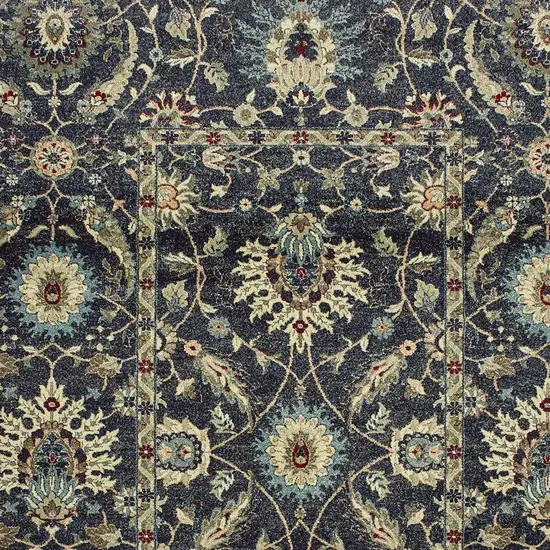 Navy Blue And Ivory Oriental Area Rug Photo 6