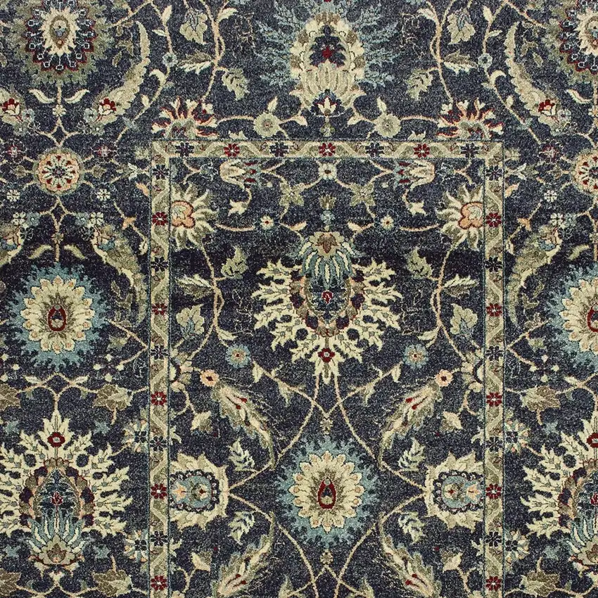Navy Blue And Ivory Oriental Area Rug Photo 6