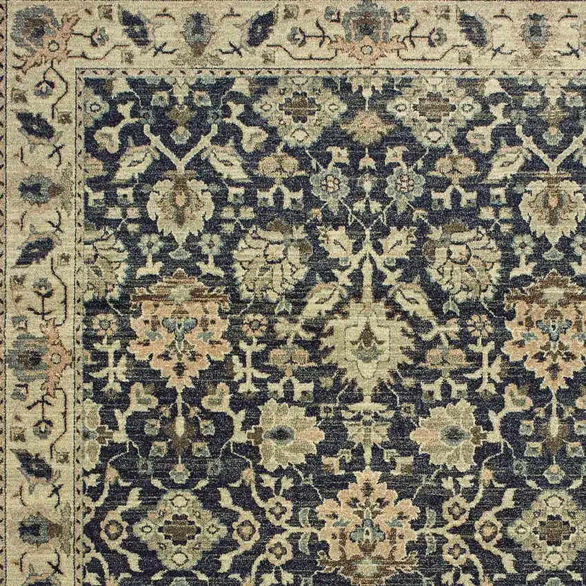 Navy Blue And Ivory Oriental Area Rug Photo 6