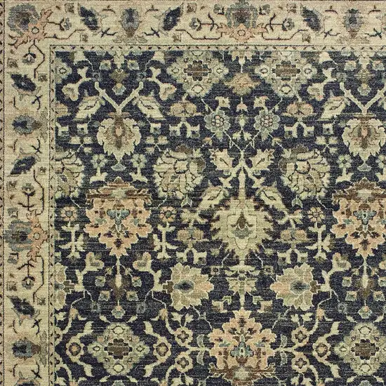 Navy Blue And Ivory Oriental Area Rug Photo 6