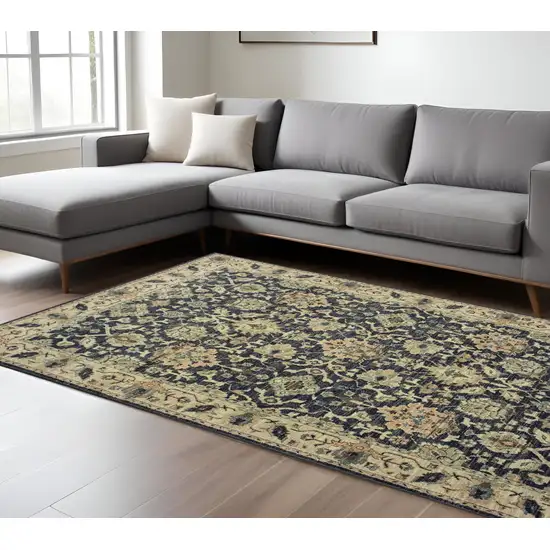 Navy Blue And Ivory Oriental Area Rug Photo 1