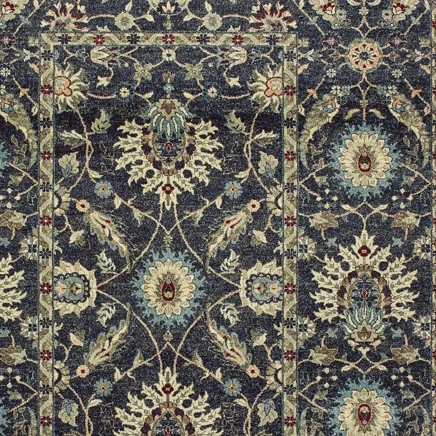Navy Blue And Ivory Oriental Area Rug Photo 6